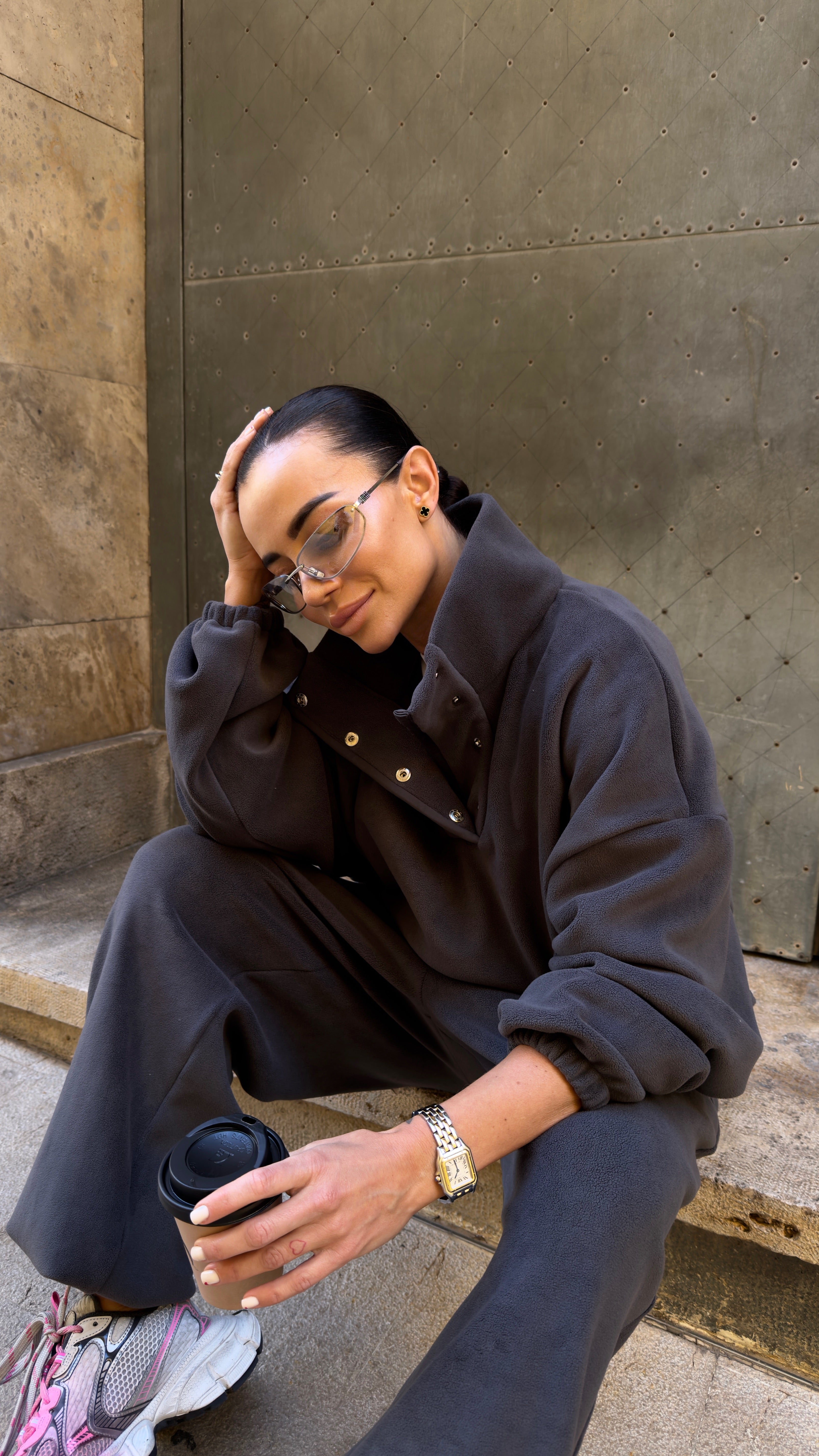 DUNE — Oversized Brown Fleece Set