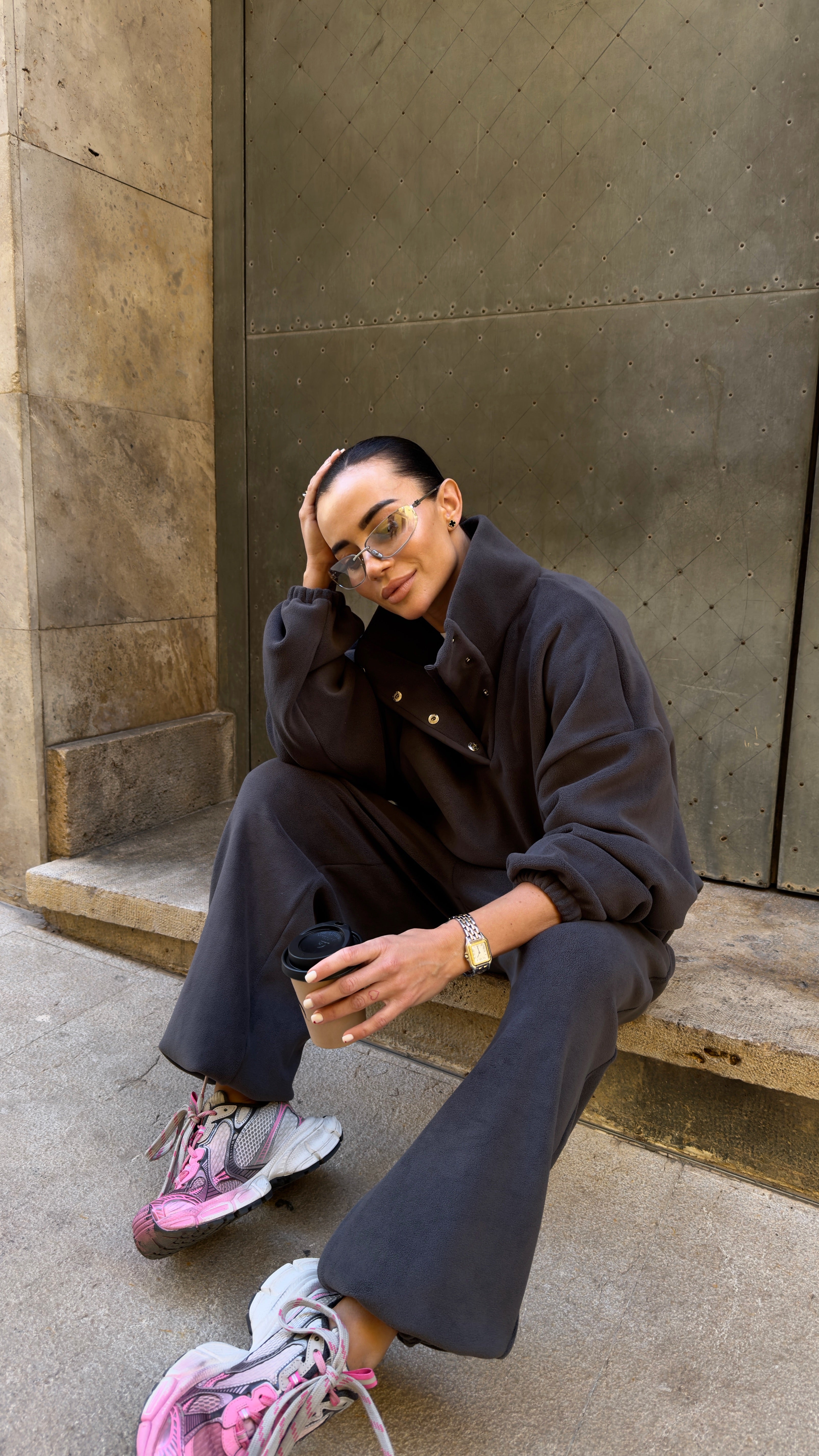 DUNE — Oversized Brown Fleece Set